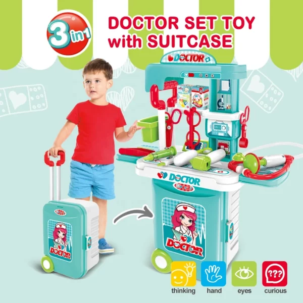 Set de Docteur Évolutif 3-en-1 avec Chariot & Valisette
