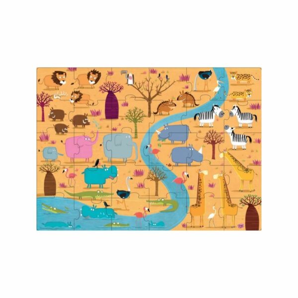 Coffret Livre & Puzzle Géant - Les Animaux de la Savane
