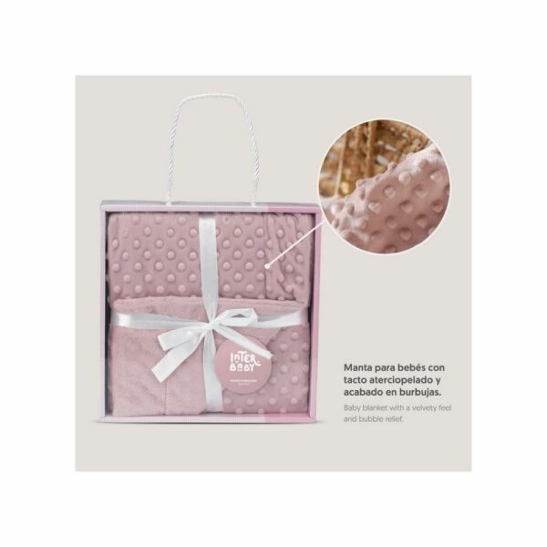 Couverture Douceur à Relief Bulles Interbaby 80x110 cm - Rose