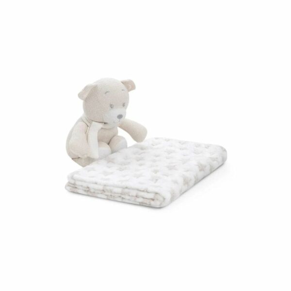 Set Cadeau Naissance Interbaby PE024 - Couverture Étoilée & Peluche Ours