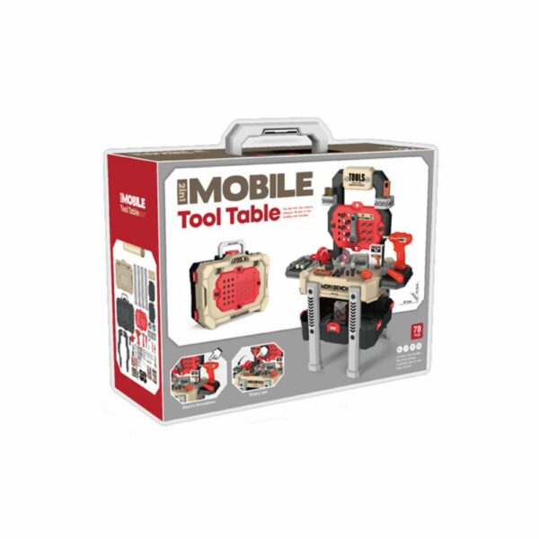 Établi de Bricoleur Mobile 2-en-1 avec Boîte d'Outils (78 Pièces ) 