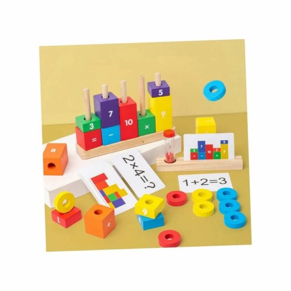 Jeu D'Empilage & Calcul Montessori 5-en-1 en Bois