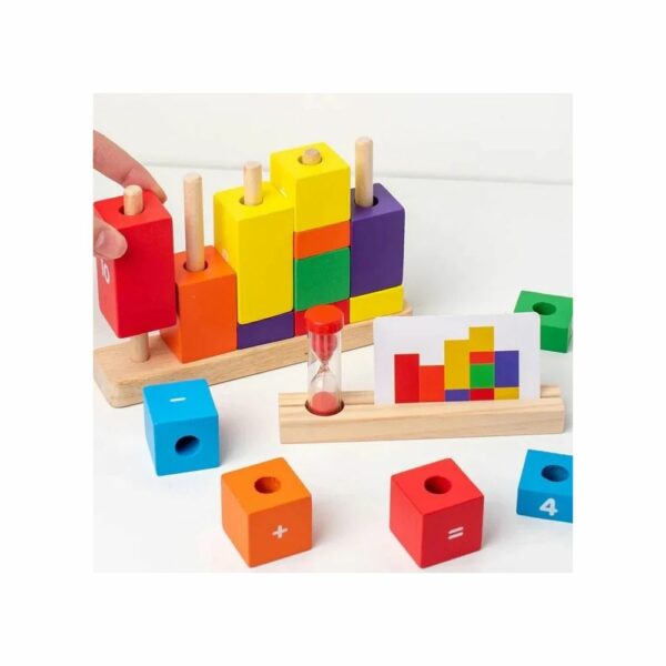 Jeu D'Empilage & Calcul Montessori 5-en-1 en Bois
