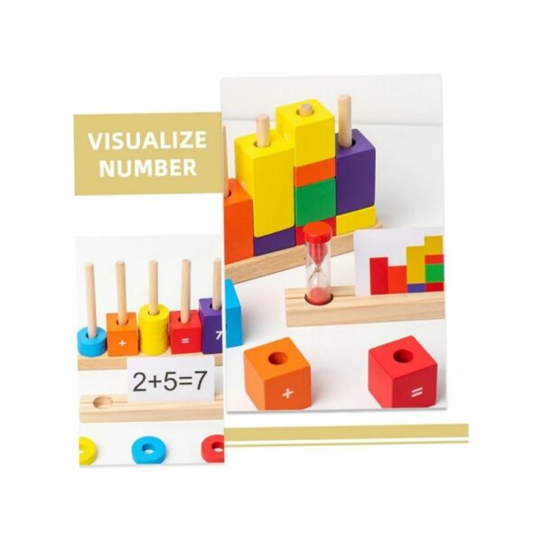 Jeu D'Empilage & Calcul Montessori 5-en-1 en Bois