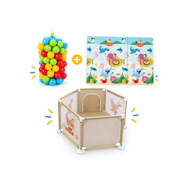 Pack Éveil - Parc + Tapis Anti-Choc + 100 Balles