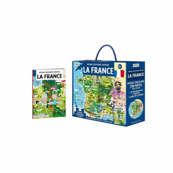 Voyage, Découvre, Explore : La France - Livre & Puzzle Rond 200 Pièces